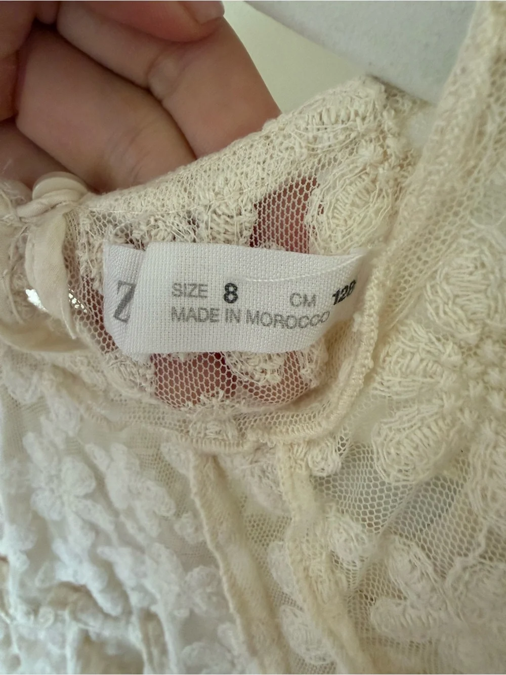 Zara Cream Lace Floral Long-Sleeve Dress with Slip for Girls
